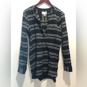 Old Navy Black and White Striped Button-Front Tunic